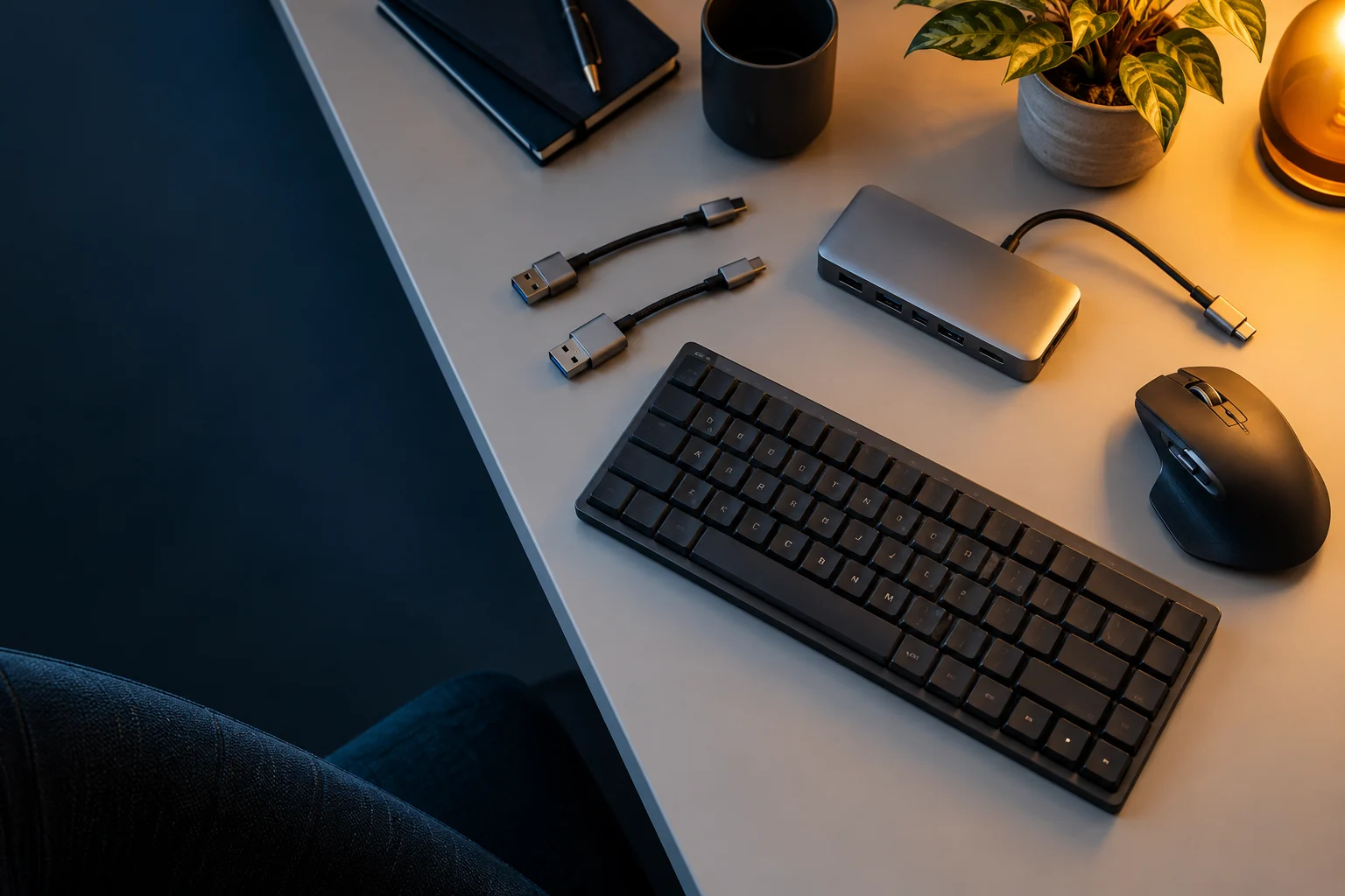 Illustrative peripherals & workspace accessories product scene