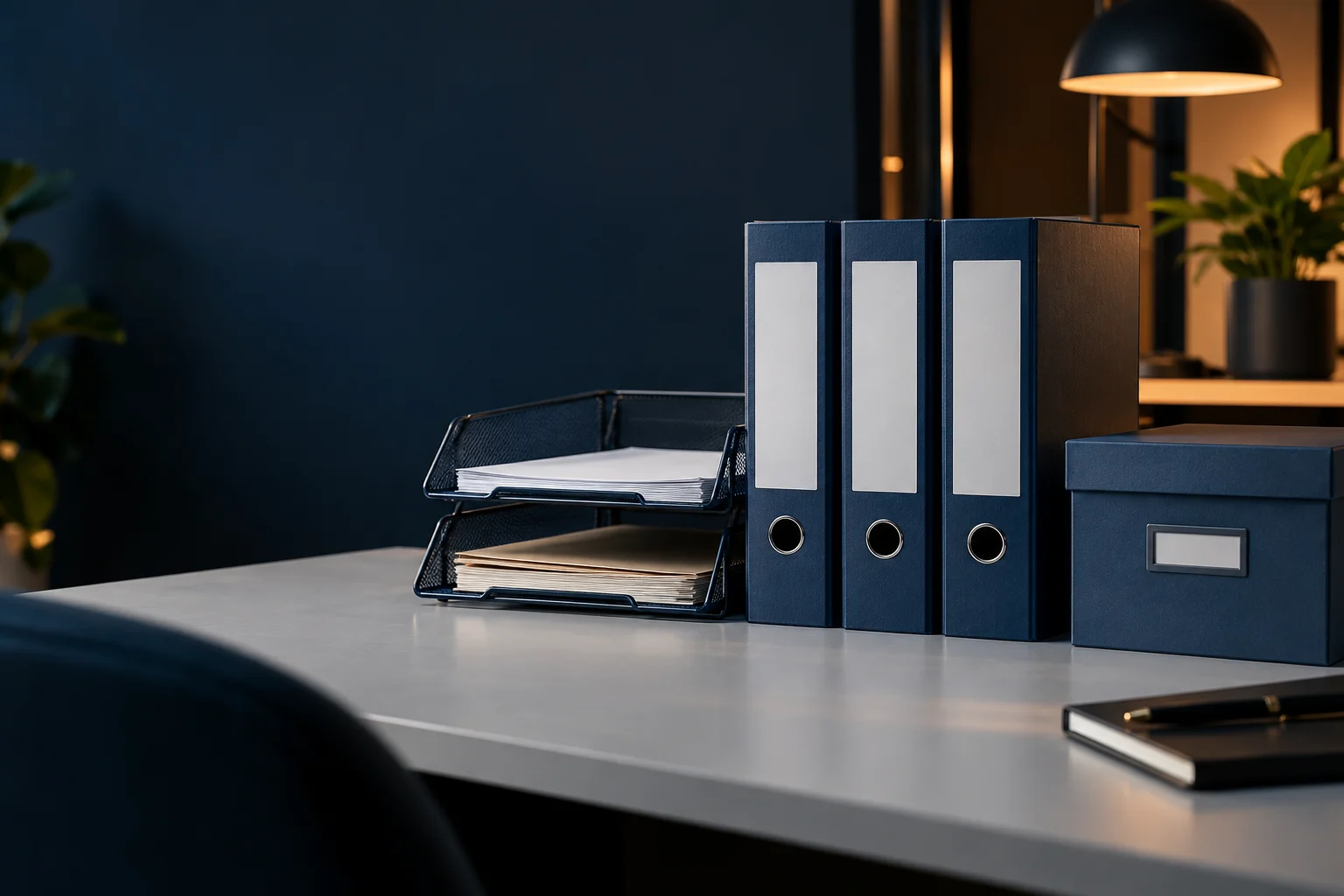 Illustrative office organization & workplace basics product scene