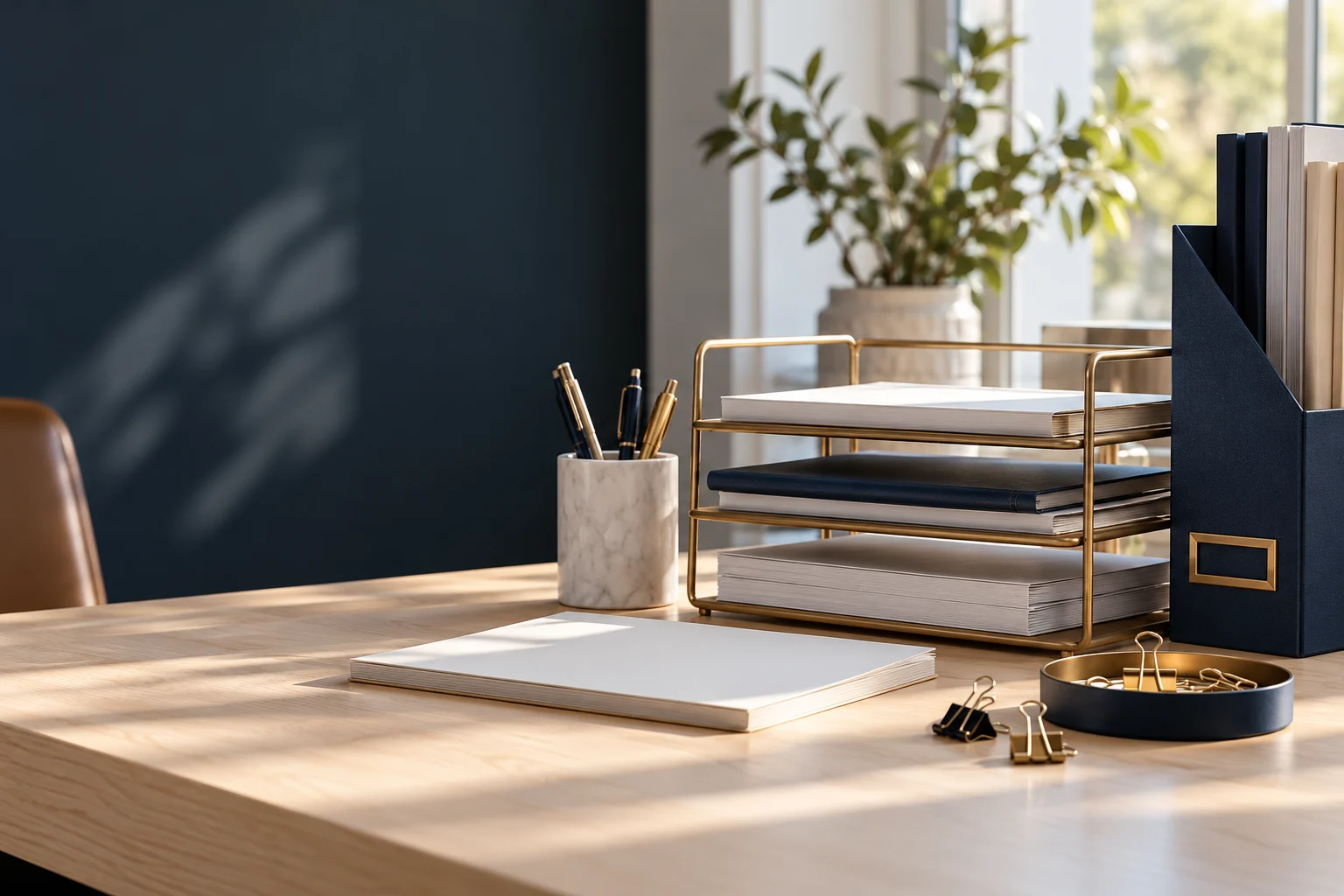 Illustrative office supplies product scene