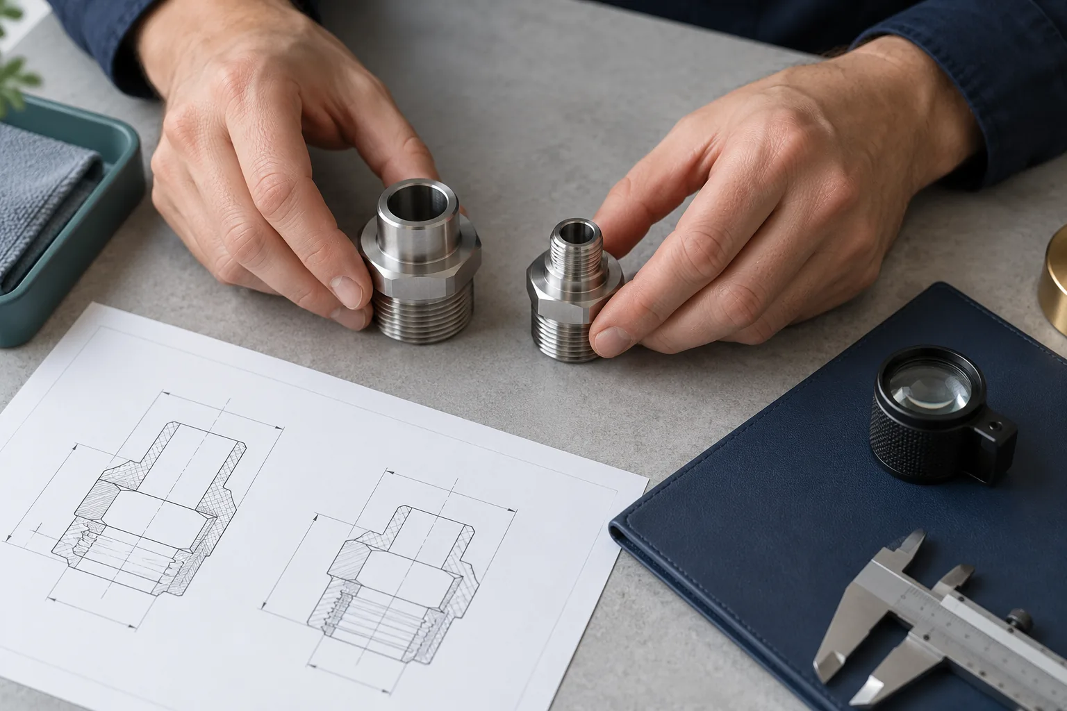 Illustrative comparison of two adapters and a drawing