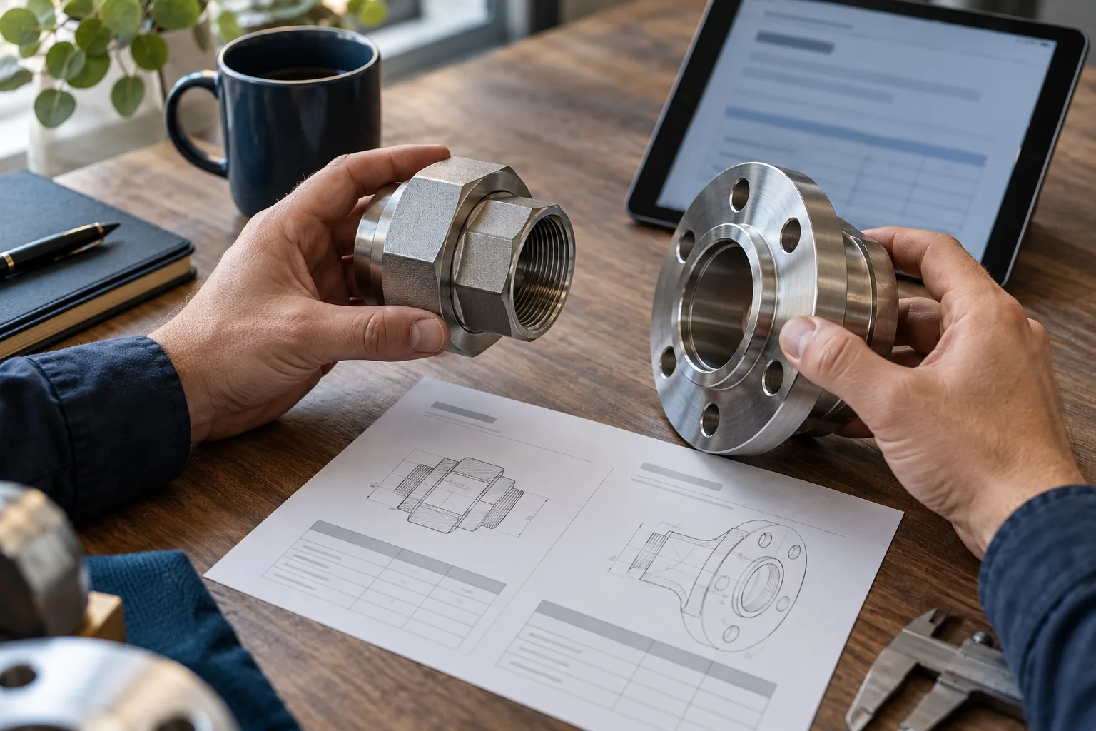 Illustrative comparison of threaded and flanged connections