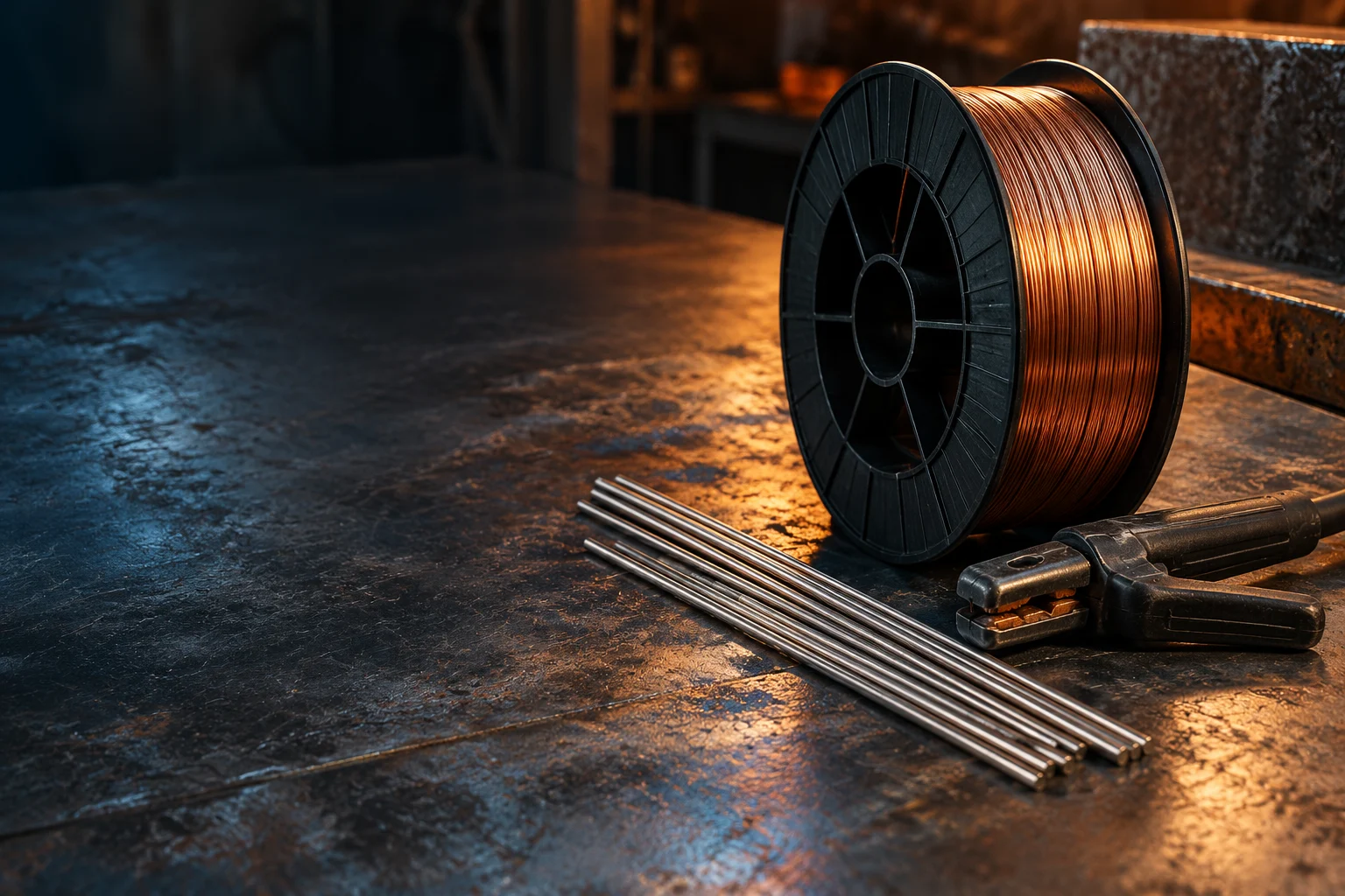 Illustrative electrodes, wires & consumables product scene